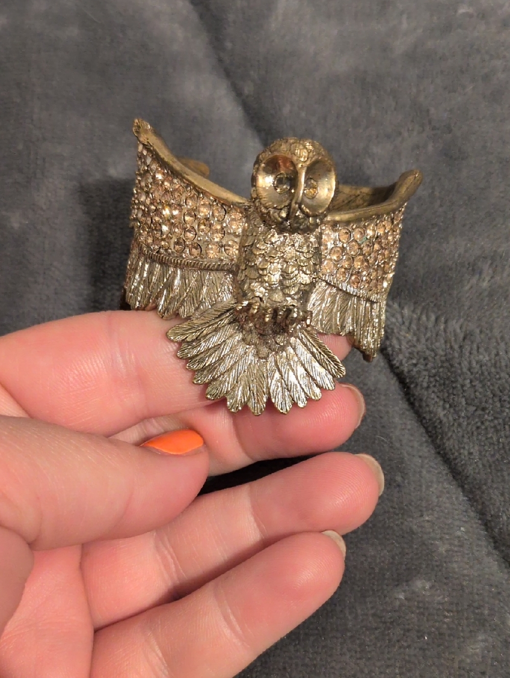 Wildfox Gold Owl Cuff Bracelet with Crystal Accents